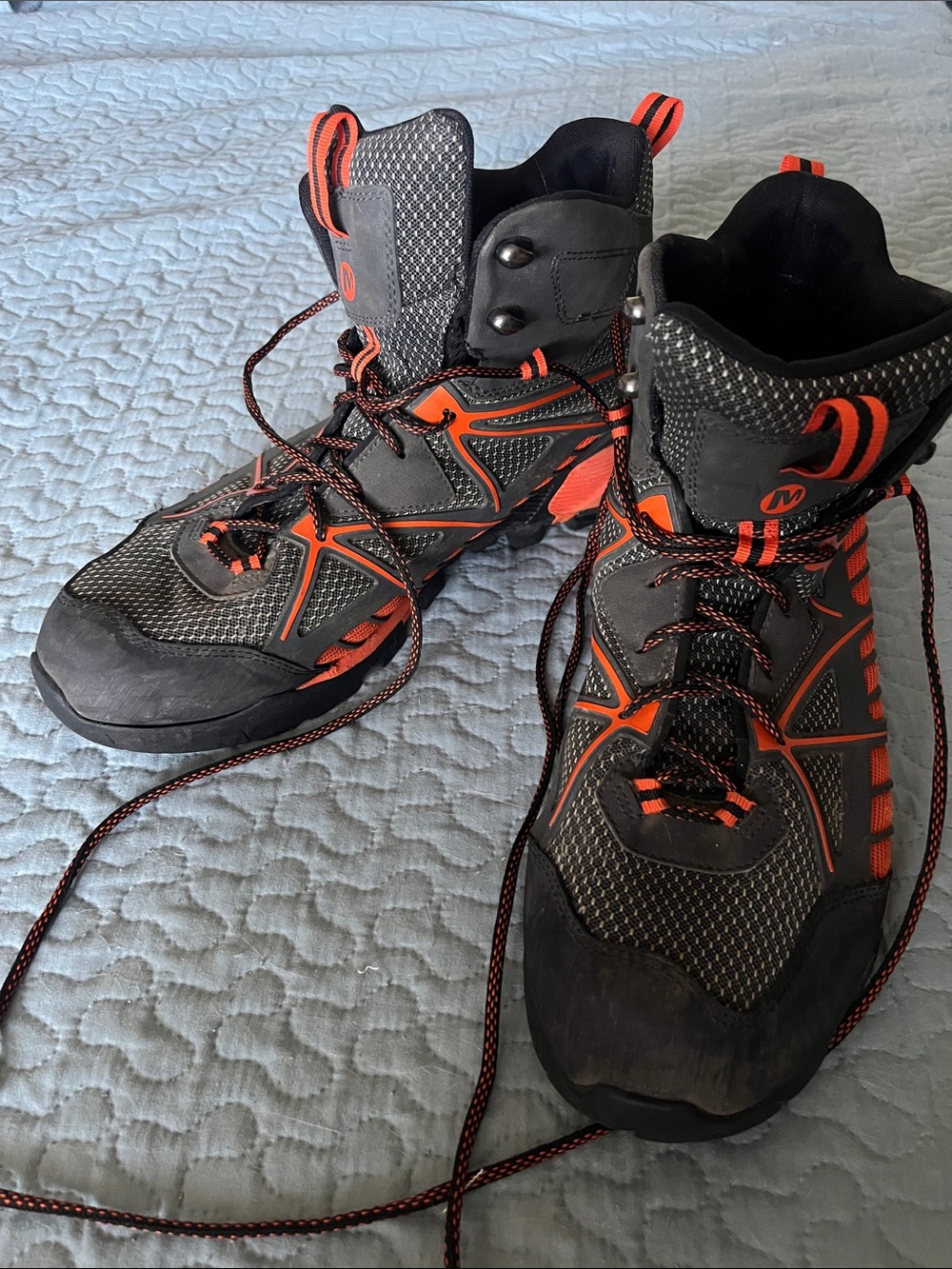 Merrell Gray and Orange Men's Hiking Boots